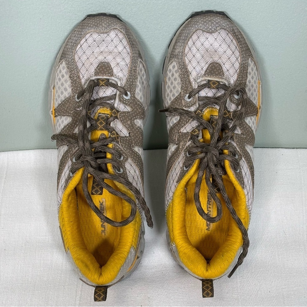 Mountrek Woodland Trail Hiking Shoes Sneakers-Tan/Gray/Yellow-Women Size 7.5